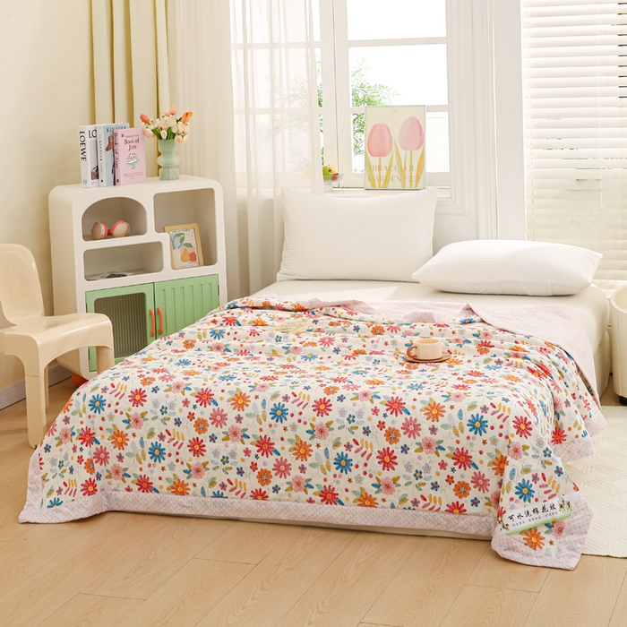 91家纺网 家纺一手货源 找家纺 锦鹭被业 2026新款A类里外全棉印花夏被夏凉被空调被 太阳花