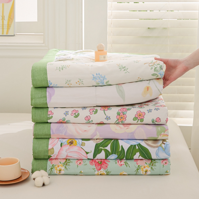 91家纺网 家纺一手货源 找家纺 锦鹭被业 2026新款A类里外全棉印花夏被夏凉被空调被 组合图仅做展示不可下单