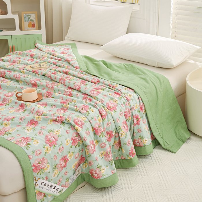 91家纺网 家纺一手货源 找家纺 锦鹭被业 2026新款A类里外全棉印花夏被夏凉被空调被 花团锦簇