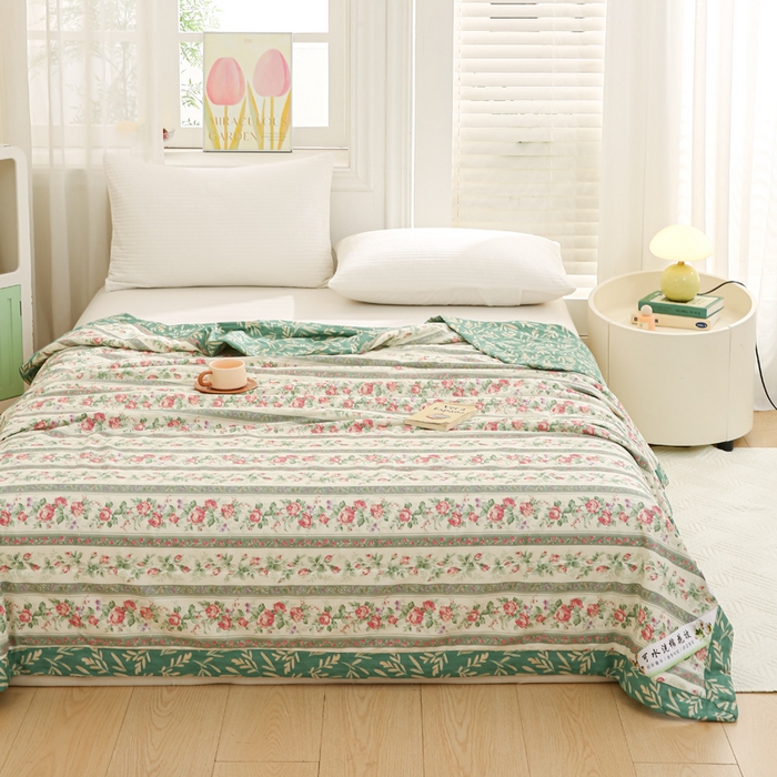 91家纺网 家纺一手货源 找家纺 锦鹭被业 2026新款A类里外全棉印花夏被夏凉被空调被 栀香海棠