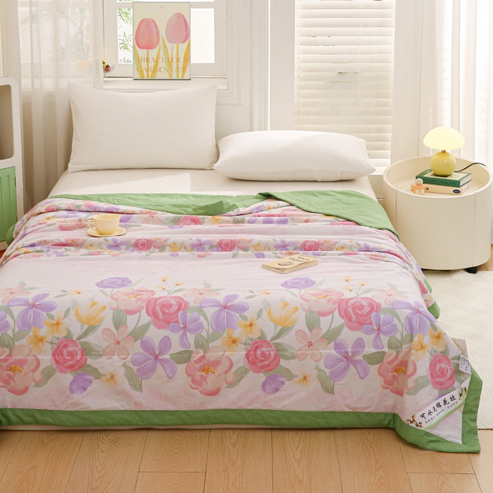 91家纺网 家纺一手货源 找家纺 锦鹭被业 2026新款A类里外全棉印花夏被夏凉被空调被 繁花邂逅