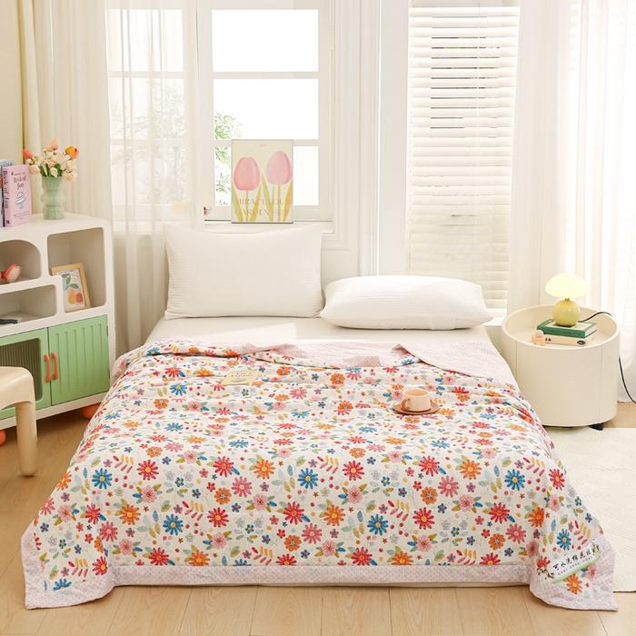 91家纺网 家纺一手货源 找家纺 锦鹭被业 2026新款A类里外全棉印花夏被夏凉被空调被 太阳花