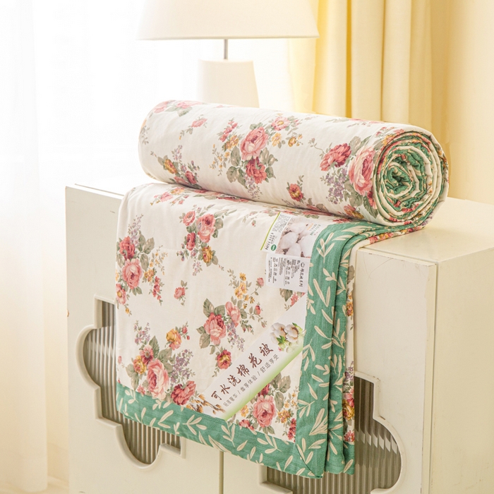 91家纺网 家纺一手货源 找家纺 锦鹭被业 2026新款A类里外全棉印花夏被夏凉被空调被 春日玫瑰