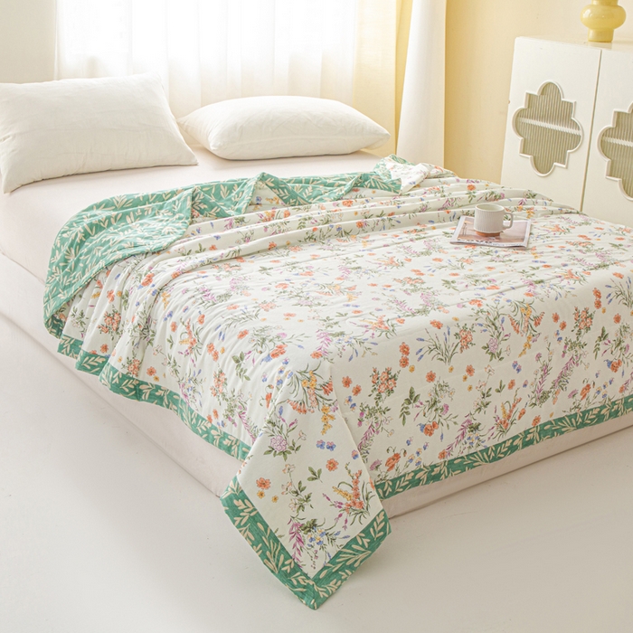 91家纺网 家纺一手货源 找家纺 锦鹭被业 2026新款A类里外全棉印花夏被夏凉被空调被 春草悠悠