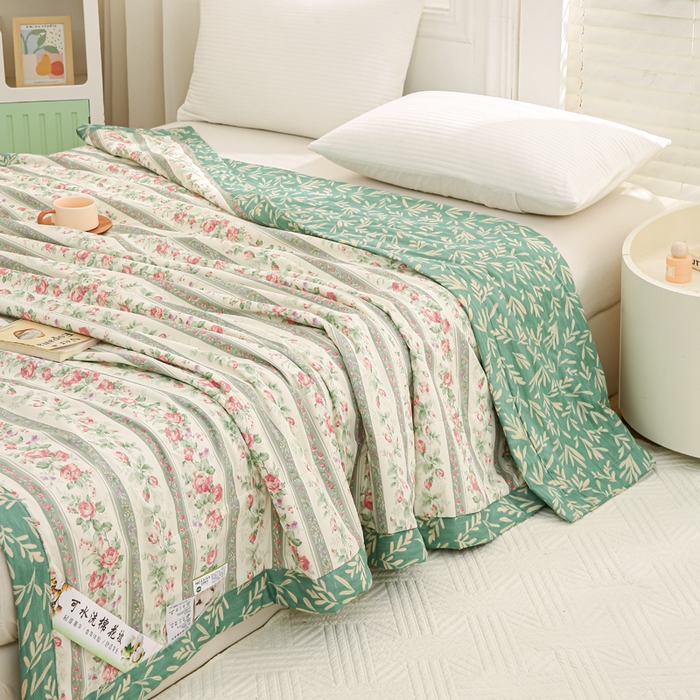 91家纺网 家纺一手货源 找家纺 锦鹭被业 2026新款A类里外全棉印花夏被夏凉被空调被 栀香海棠