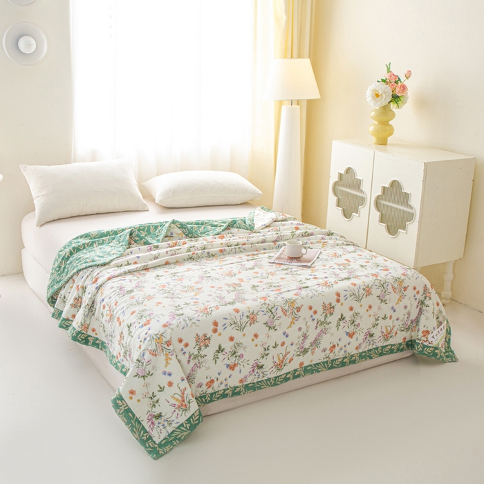 91家纺网 家纺一手货源 找家纺 锦鹭被业 2026新款A类里外全棉印花夏被夏凉被空调被 春草悠悠