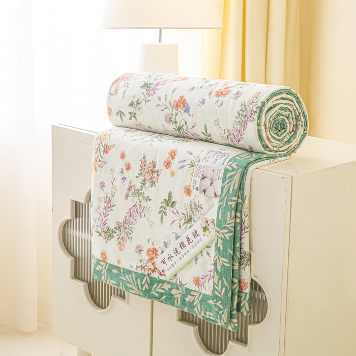 91家纺网 家纺一手货源 找家纺 锦鹭被业 2026新款A类里外全棉印花夏被夏凉被空调被 春草悠悠