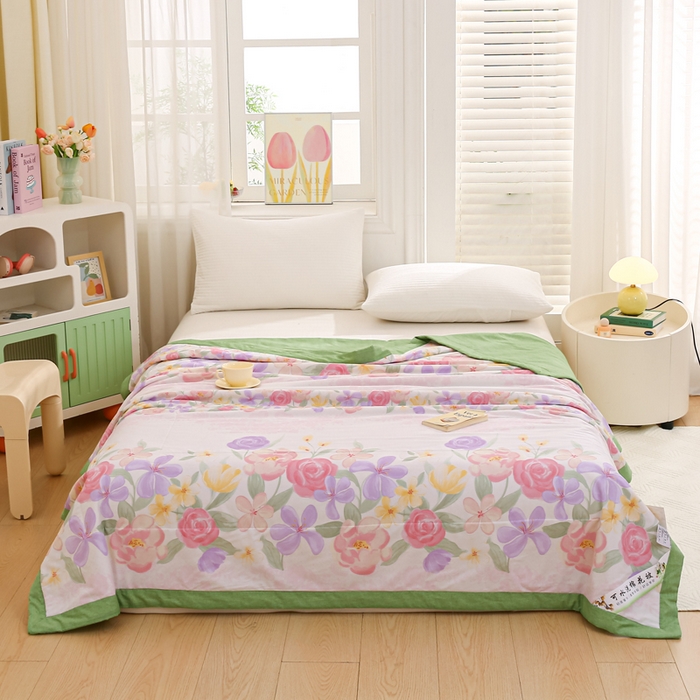 91家纺网 家纺一手货源 找家纺 锦鹭被业 2026新款A类里外全棉印花夏被夏凉被空调被 繁花邂逅