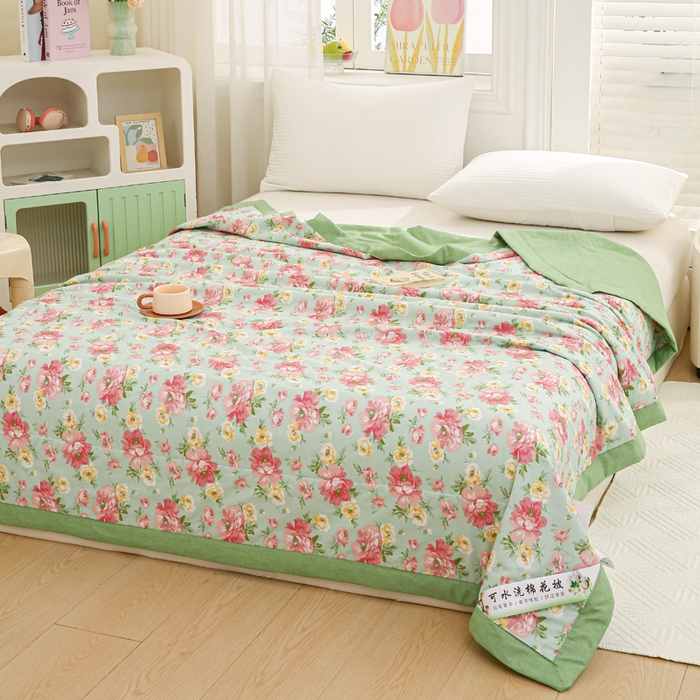 91家纺网 家纺一手货源 找家纺 锦鹭被业 2026新款A类里外全棉印花夏被夏凉被空调被 花团锦簇