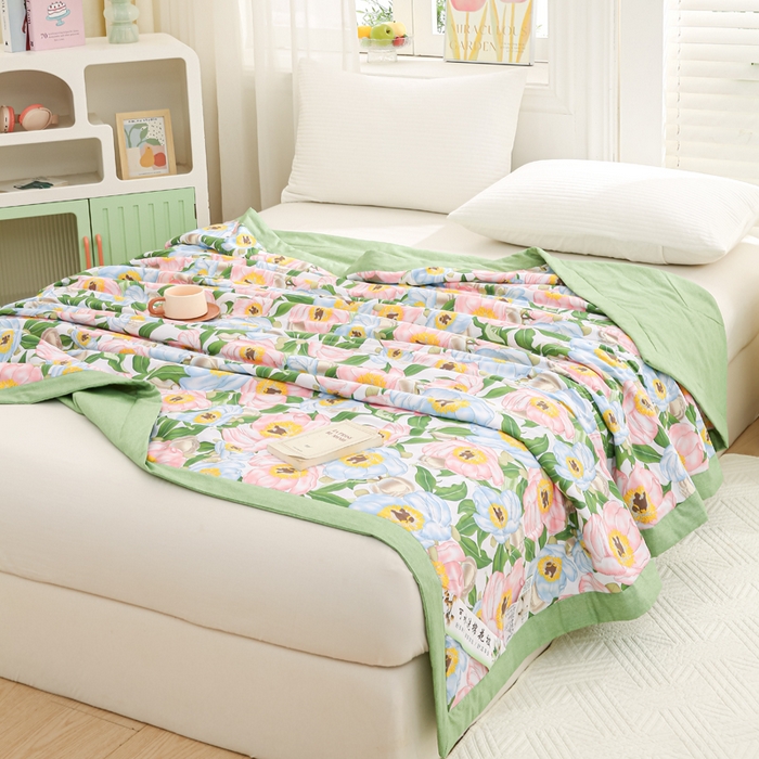 91家纺网 家纺一手货源 找家纺 锦鹭被业 2026新款A类里外全棉印花夏被夏凉被空调被 雨后彩虹