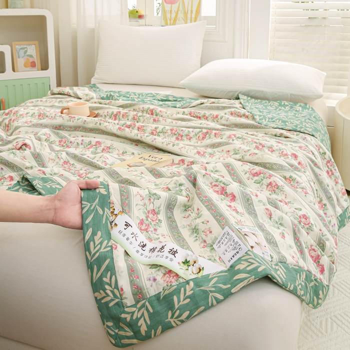 91家纺网 家纺一手货源 找家纺 锦鹭被业 2026新款A类里外全棉印花夏被夏凉被空调被 栀香海棠