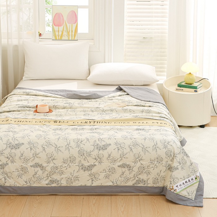 91家纺网 家纺一手货源 找家纺 锦鹭被业 2026新款A类里外全棉印花夏被夏凉被空调被 山茶花