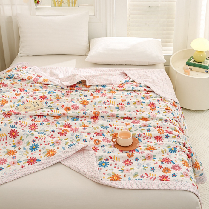 91家纺网 家纺一手货源 找家纺 锦鹭被业 2026新款A类里外全棉印花夏被夏凉被空调被 太阳花