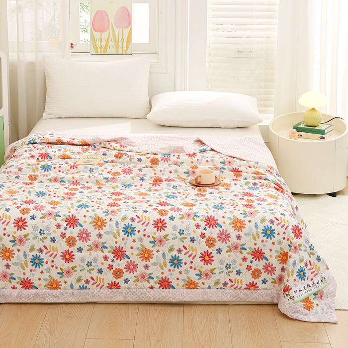 91家纺网 家纺一手货源 找家纺 锦鹭被业 2026新款A类里外全棉印花夏被夏凉被空调被 太阳花