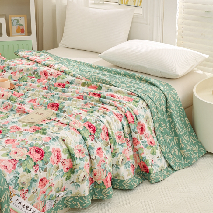 91家纺网 家纺一手货源 找家纺 锦鹭被业 2026新款A类里外全棉印花夏被夏凉被空调被 花舞