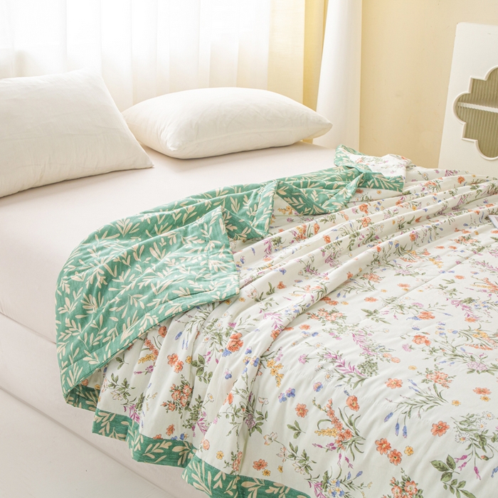 91家纺网 家纺一手货源 找家纺 锦鹭被业 2026新款A类里外全棉印花夏被夏凉被空调被 春草悠悠