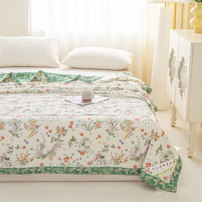 91家纺网 家纺一手货源 找家纺 锦鹭被业 2026新款A类里外全棉印花夏被夏凉被空调被 春草悠悠