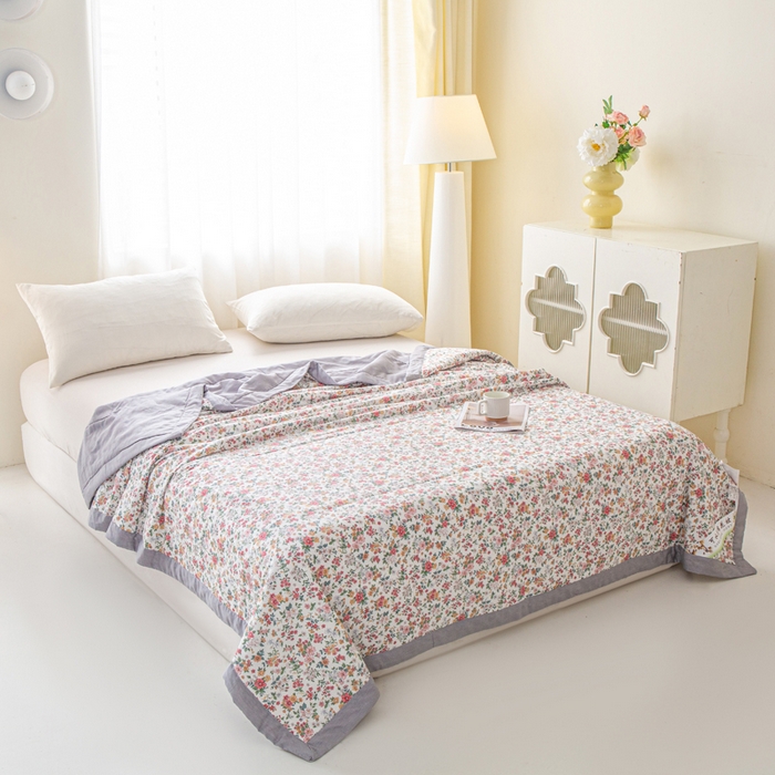 91家纺网 家纺一手货源 找家纺 锦鹭被业 2026新款A类里外全棉印花夏被夏凉被空调被 柔情似水