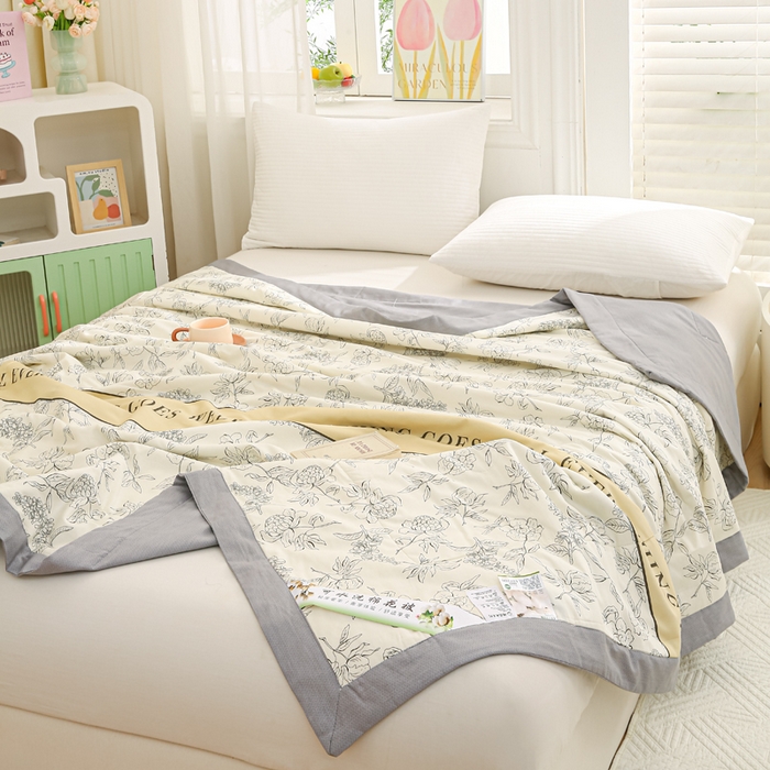 91家纺网 家纺一手货源 找家纺 锦鹭被业 2026新款A类里外全棉印花夏被夏凉被空调被 山茶花