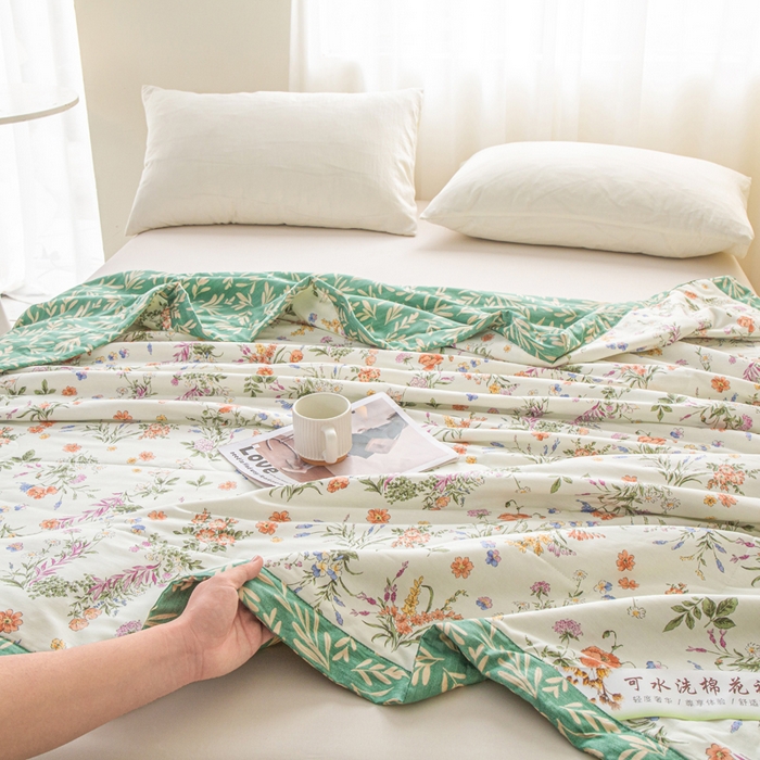 91家纺网 家纺一手货源 找家纺 锦鹭被业 2026新款A类里外全棉印花夏被夏凉被空调被 春草悠悠