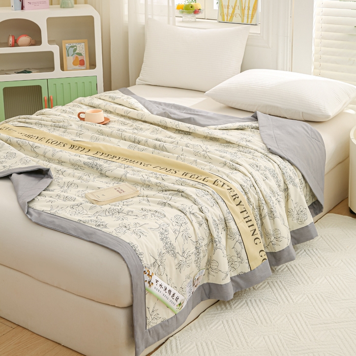 91家纺网 家纺一手货源 找家纺 锦鹭被业 2026新款A类里外全棉印花夏被夏凉被空调被 山茶花