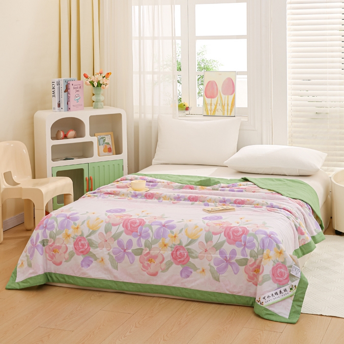 91家纺网 家纺一手货源 找家纺 锦鹭被业 2026新款A类里外全棉印花夏被夏凉被空调被 繁花邂逅