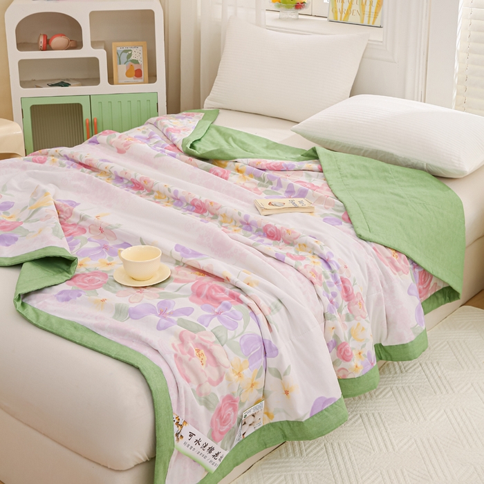 91家纺网 家纺一手货源 找家纺 锦鹭被业 2026新款A类里外全棉印花夏被夏凉被空调被 繁花邂逅