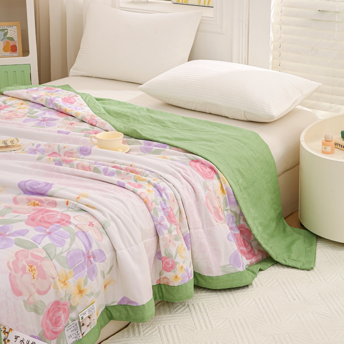 91家纺网 家纺一手货源 找家纺 锦鹭被业 2026新款A类里外全棉印花夏被夏凉被空调被 繁花邂逅