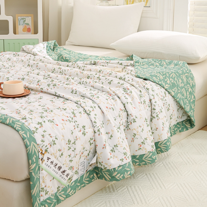 91家纺网 家纺一手货源 找家纺 锦鹭被业 2026新款A类里外全棉印花夏被夏凉被空调被 兰黛