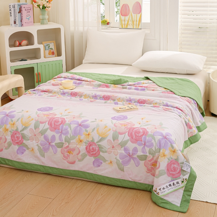 91家纺网 家纺一手货源 找家纺 锦鹭被业 2026新款A类里外全棉印花夏被夏凉被空调被 繁花邂逅