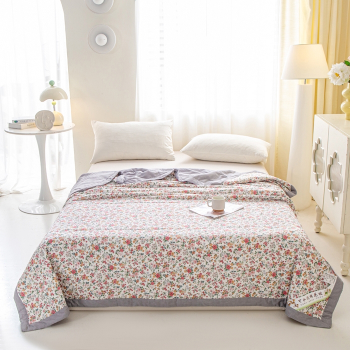 91家纺网 家纺一手货源 找家纺 锦鹭被业 2026新款A类里外全棉印花夏被夏凉被空调被 柔情似水