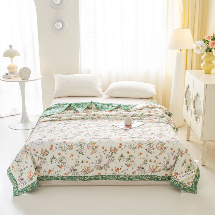 91家纺网 家纺一手货源 找家纺 锦鹭被业 2026新款A类里外全棉印花夏被夏凉被空调被 春草悠悠