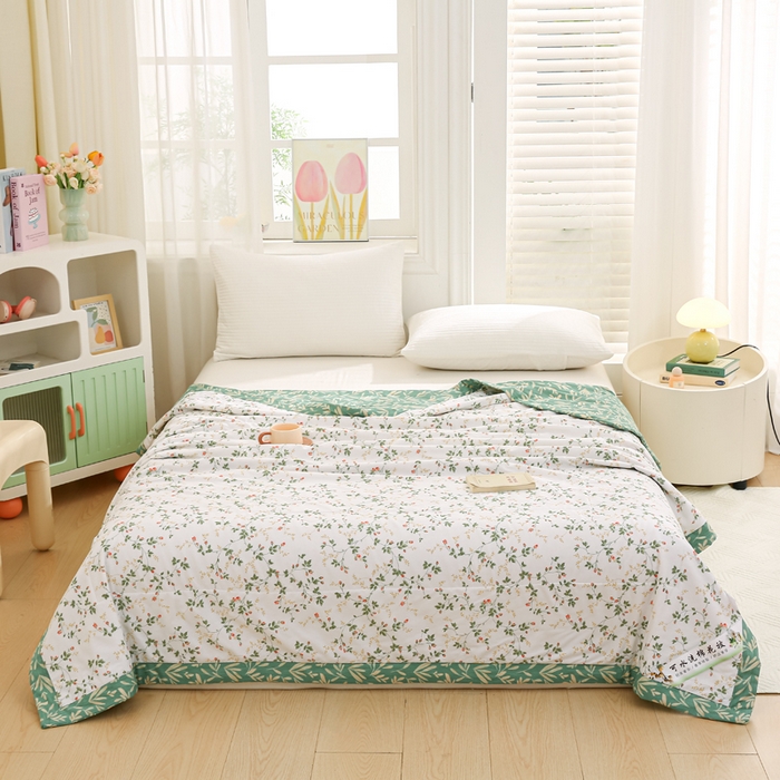 91家纺网 家纺一手货源 找家纺 锦鹭被业 2026新款A类里外全棉印花夏被夏凉被空调被 兰黛