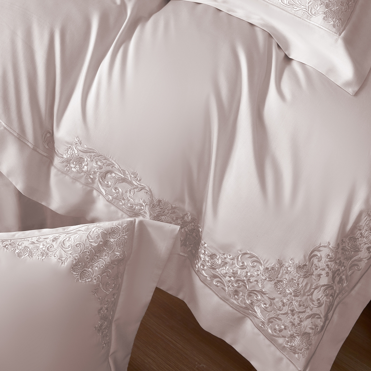 91家纺网 家纺一手货源 找家纺 蒂爵 2026新款天丝棉提花四件套 玫瑰粉