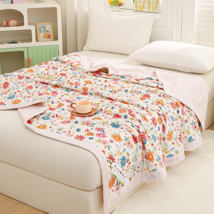 91家纺网 家纺一手货源 找家纺 锦鹭被业 2026新款A类里外全棉印花夏被夏凉被空调被 太阳花