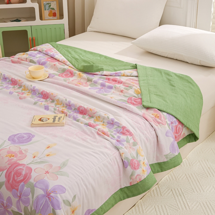 91家纺网 家纺一手货源 找家纺 锦鹭被业 2026新款A类里外全棉印花夏被夏凉被空调被 繁花邂逅