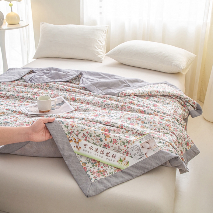 91家纺网 家纺一手货源 找家纺 锦鹭被业 2026新款A类里外全棉印花夏被夏凉被空调被 柔情似水