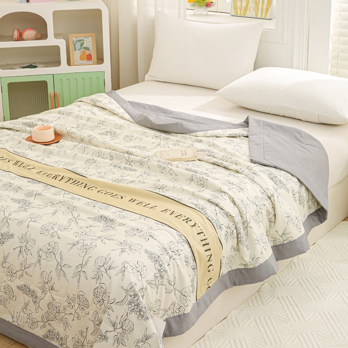 91家纺网 家纺一手货源 找家纺 锦鹭被业 2026新款A类里外全棉印花夏被夏凉被空调被 山茶花