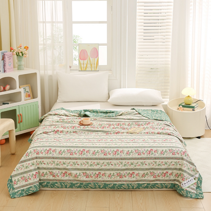 91家纺网 家纺一手货源 找家纺 锦鹭被业 2026新款A类里外全棉印花夏被夏凉被空调被 栀香海棠