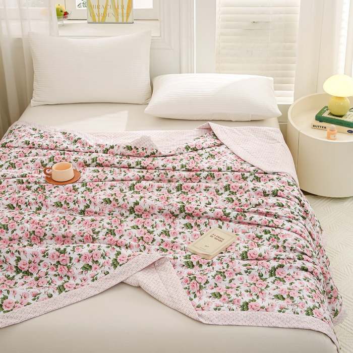 91家纺网 家纺一手货源 找家纺 锦鹭被业 2026新款A类里外全棉印花夏被夏凉被空调被 萱花粉