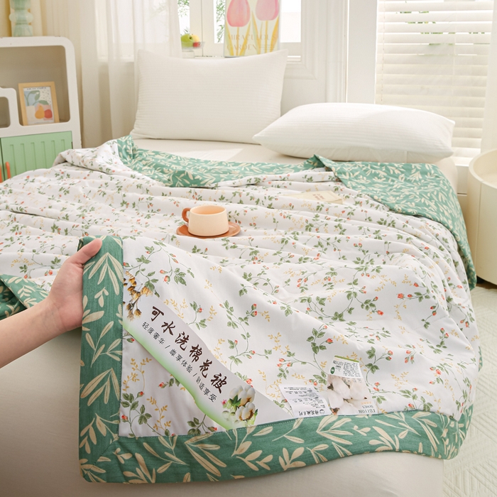 91家纺网 家纺一手货源 找家纺 锦鹭被业 2026新款A类里外全棉印花夏被夏凉被空调被 兰黛