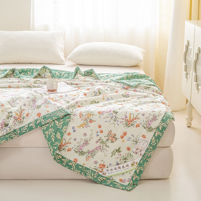 91家纺网 家纺一手货源 找家纺 锦鹭被业 2026新款A类里外全棉印花夏被夏凉被空调被 春草悠悠