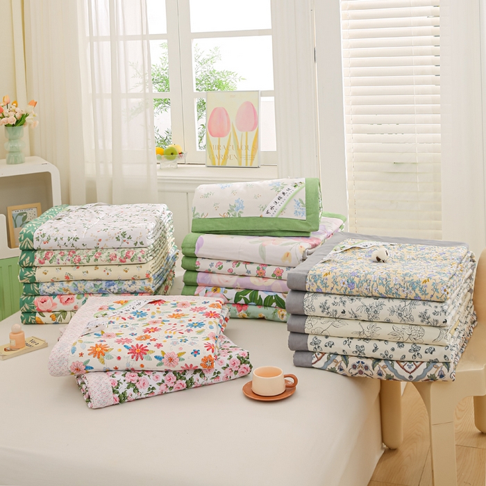 91家纺网 家纺一手货源 找家纺 锦鹭被业 2026新款A类里外全棉印花夏被夏凉被空调被 组合图仅做展示不可下单