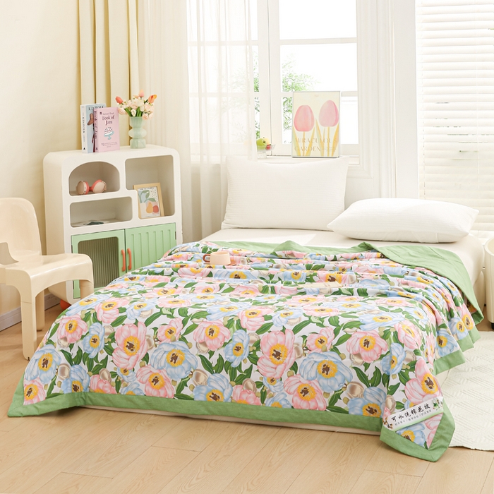 91家纺网 家纺一手货源 找家纺 锦鹭被业 2026新款A类里外全棉印花夏被夏凉被空调被 雨后彩虹