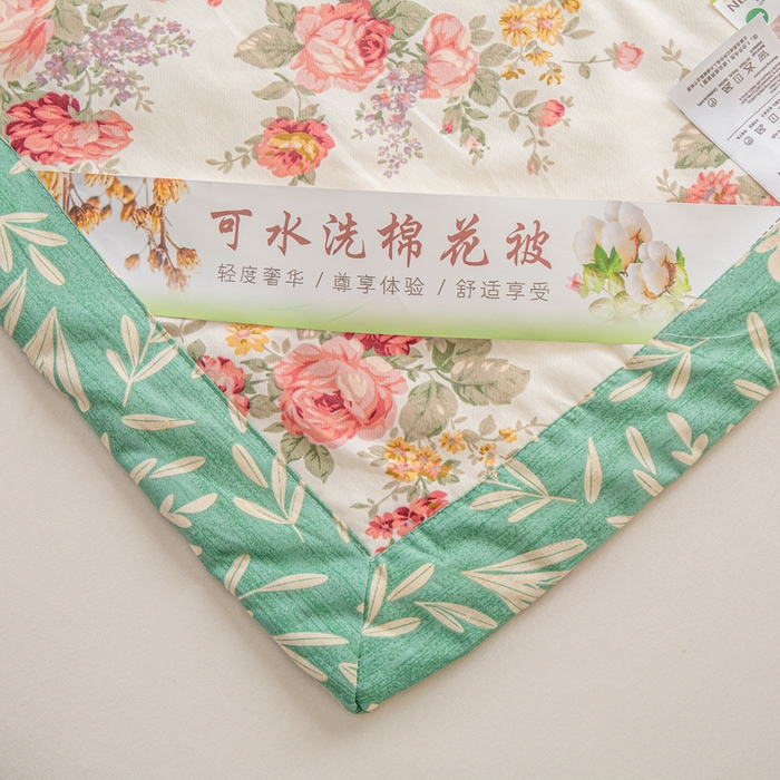91家纺网 家纺一手货源 找家纺 锦鹭被业 2026新款A类里外全棉印花夏被夏凉被空调被 春日玫瑰