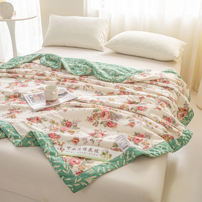 91家纺网 家纺一手货源 找家纺 锦鹭被业 2026新款A类里外全棉印花夏被夏凉被空调被 春日玫瑰