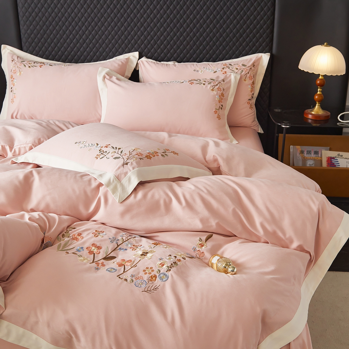 91家纺网 家纺一手货源 找家纺 （总）遇见家居生活馆 2026新款罗云棉刺绣四件套-春日茶会