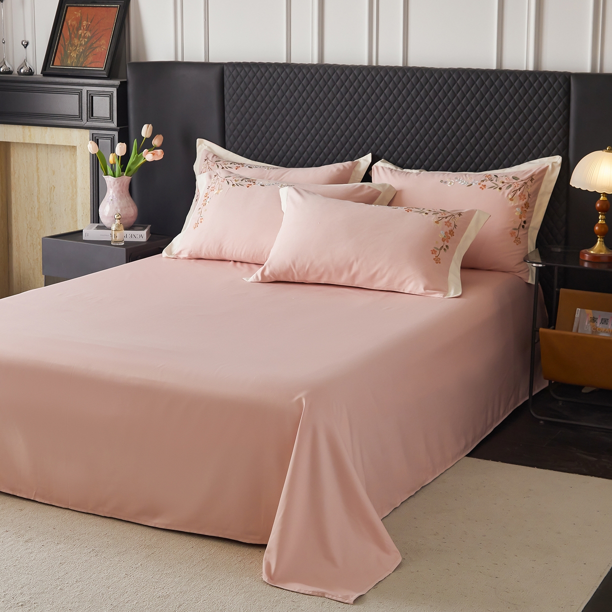 91家纺网 家纺一手货源 找家纺 （总）遇见家居生活馆 2026新款罗云棉刺绣四件套-春日茶会