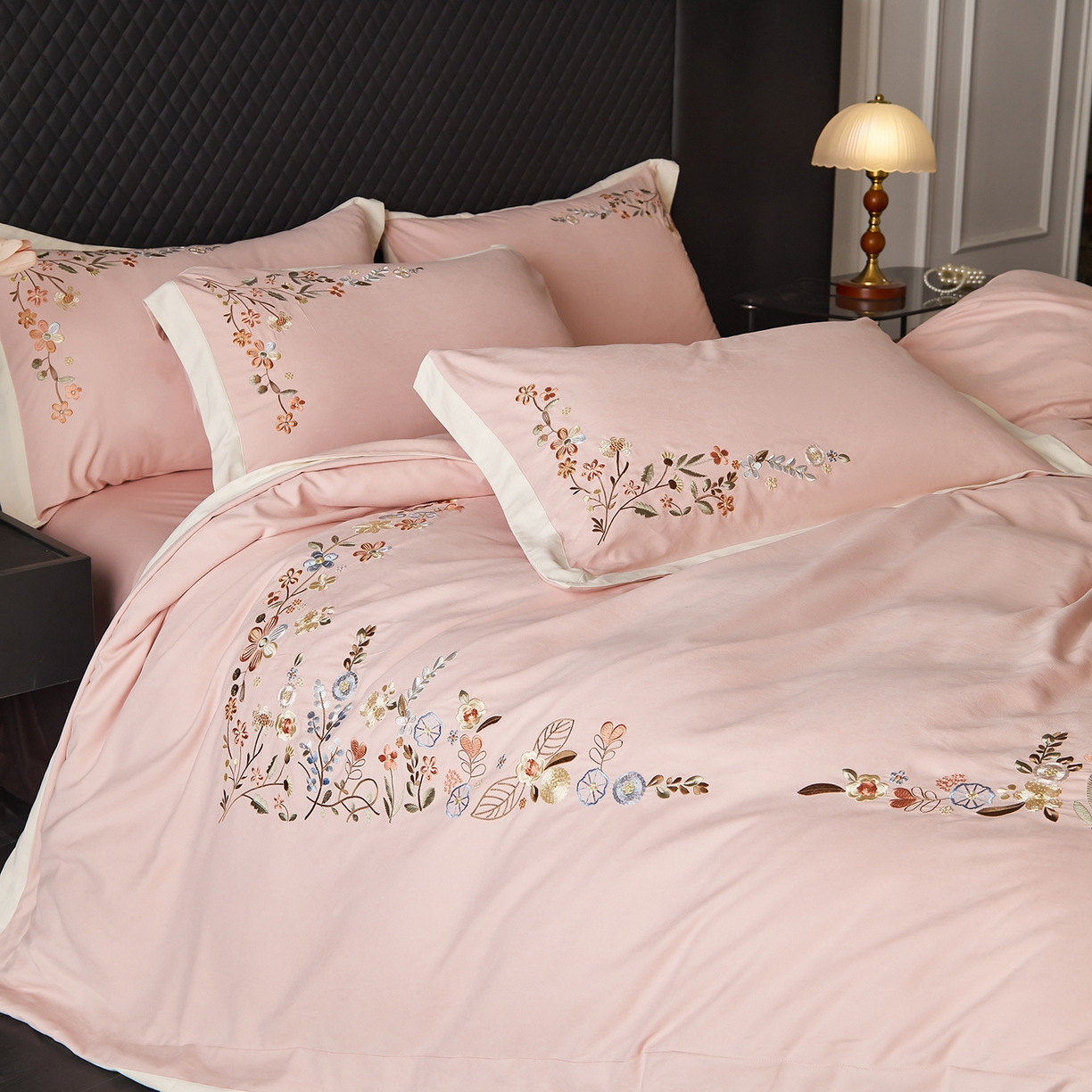 91家纺网 家纺一手货源 找家纺 （总）遇见家居生活馆 2026新款罗云棉刺绣四件套-春日茶会