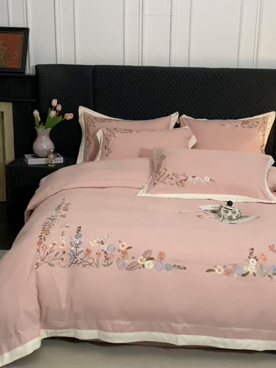 91家纺网 家纺一手货源 找家纺 （总）遇见家居生活馆 2026新款罗云棉刺绣四件套-春日茶会